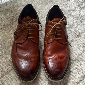 Stacy Adams Brown Leather Oxford Shoes with Brogue Detailing